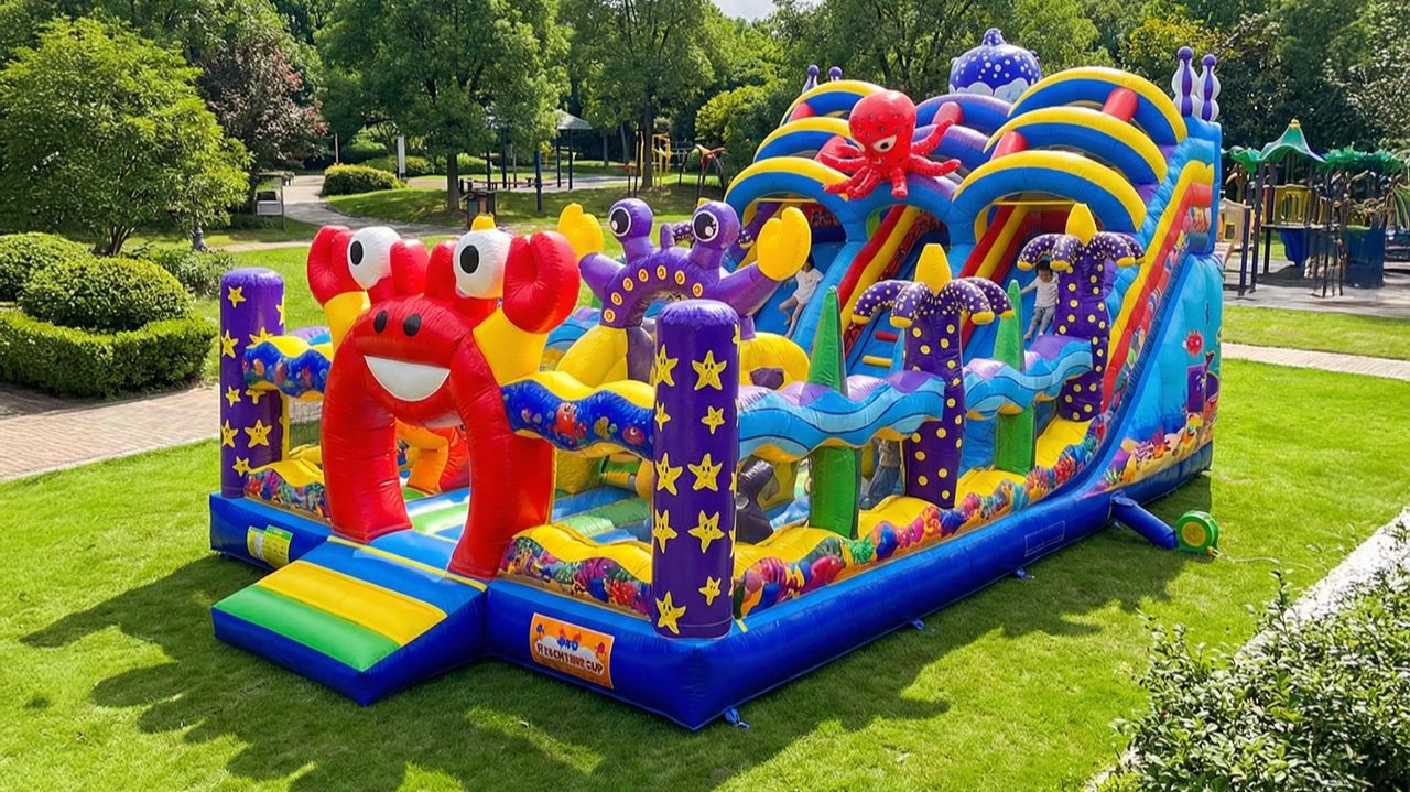 Коммерческий надувной батут «Мега риф», 12*6*6 м смотреть онлайн