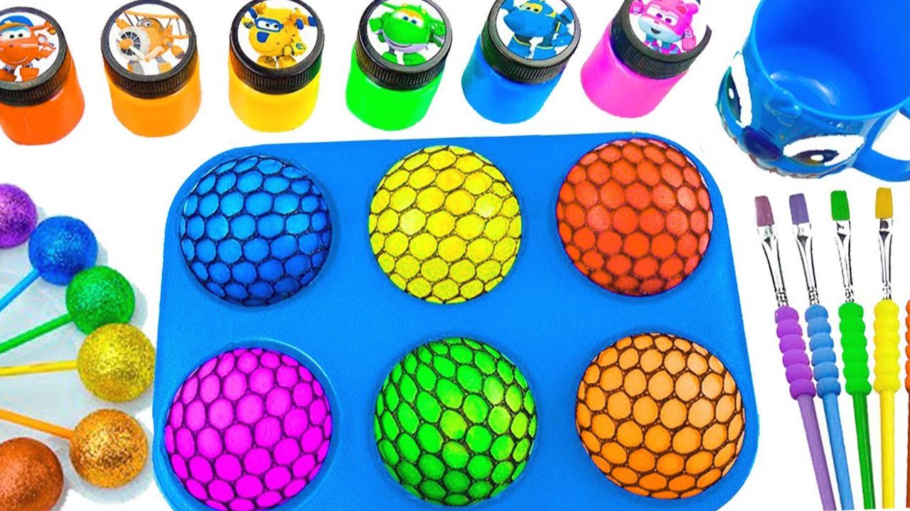 Мультики для детей и малышей. Яркие слаймы, кисточки, краски. Мультики залипалки для малышей