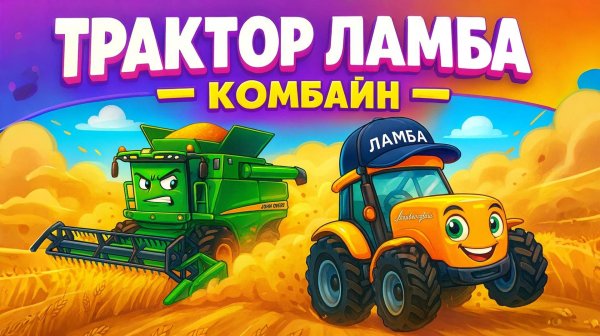 Трактор ЛАМБА vs Комбайн. Супер Гонка! Песенка про Машинки и Технику