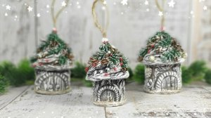 НОВОГОДНИЕ ДОМИКИ, ёлочные игрушки 2026 своими руками из лёгкого пластилина и втулок.