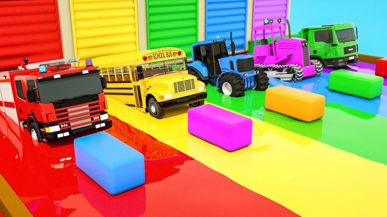 Мультики - Дождик, дождик, уходи - Спускайся к бассейну - Детские песенки - Мультфильмы про машинки