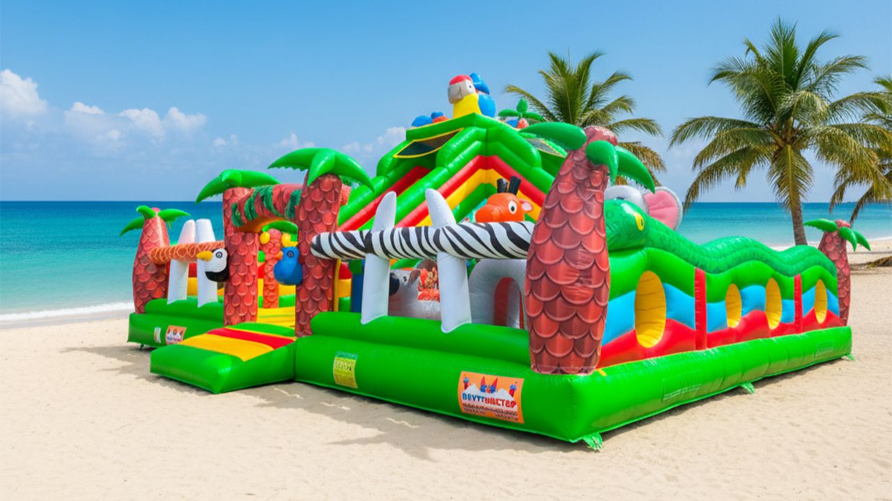 Коммерческий надувной батут «Сафария», 10*10*7,9 м смотреть онлайн