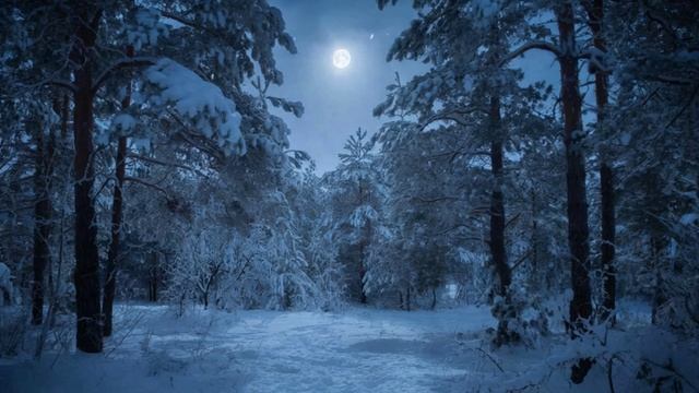 Футаж. Ночной зимний лес. смотреть онлайн