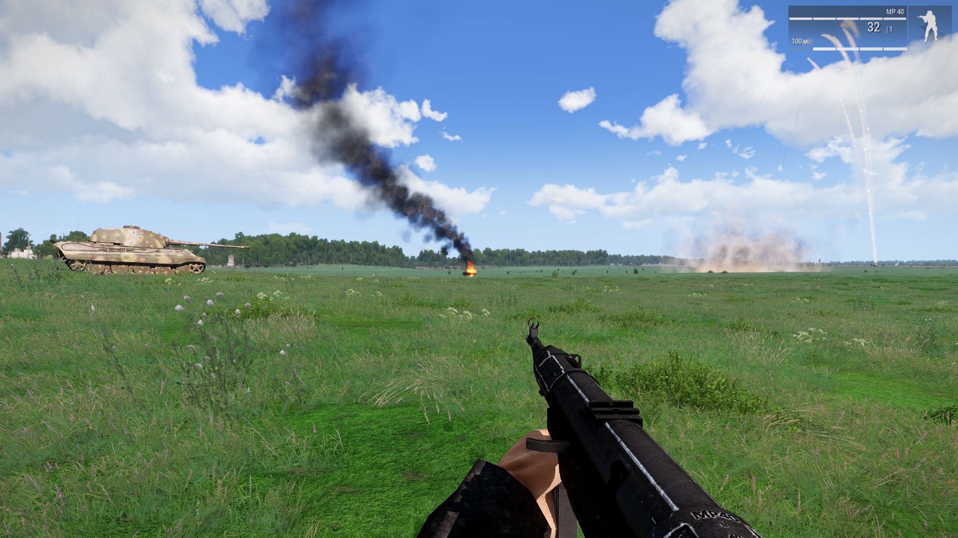 Arma 3 - PzKpfw VI Ausf.B Kingtiger - реалистичный звук на расстоянии 800 метров [ч.3]