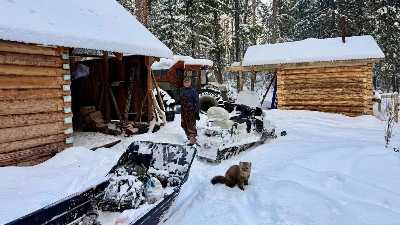Промысловые будни в тайге. Проверяем капканы на соболя. С колесной техники пересели на гусеничную. смотреть онлайн