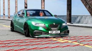 Массивная авария с использованием шипованной ленты и столкновения автомобилей – Crash BeamNG / Drive