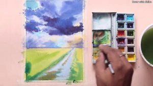Мастер-класс по рисованию акварелью пейзажа с дождевыми облаками акварелью: для начинающих