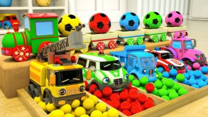 Мультики про машинки - Монстр Трак и футбольный мяч - Песенки для детей - Мультфильмы для малышей