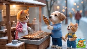 🥺🐱МУЛЬТИК ДЛЯ ДЕТИШЕК, мама с малышом лепят снеговика ❄️☃️