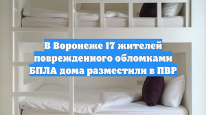 В Воронеже 17 жителей поврежденного обломками БПЛА дома разместили в ПВР