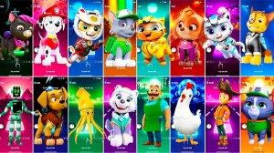 Мультики для Детей Щенячий Патруль Tiles Hop - МАРШАЛЛ, РОККИ, СКАЙ, ГОНЩИК