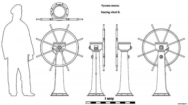 Рулевое колесо B. Чертёж. Drawings.  Steering wheel B.