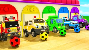 Мультики про машинки Развитие ребенка Пожарная машина на огромных колёсах Детские стишки и песенки