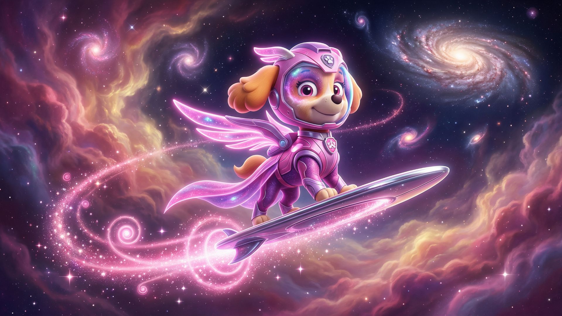 Щенячий патруль, Скай, Маршал, Эверест, Гончик, Крепыш и Зума на сёрфе мчатся по галактикам смотреть онлайн