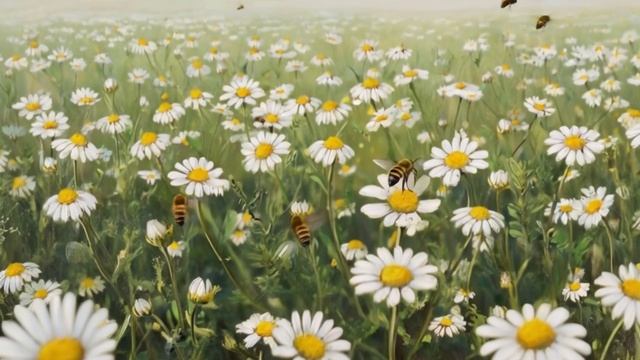 Футаж. Ромашки. Пчелы. смотреть онлайн