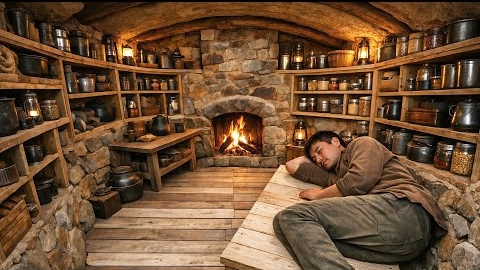 Построил землянку из подручных средств за 10 дней. Полный процесс строительства. Бушкрафт