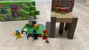 Minecraft строим дом майнкрафт из магнитных кубиков, магнитный конструктор, Лего Minecraft, Lego