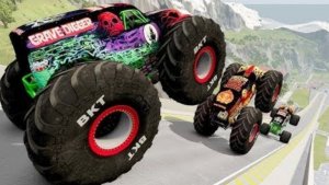 МУЛЬТИКИ ПРО МАШИНКИ Эпические прыжки и столкновения на скоростном монстр-траке Beamng Drive #36