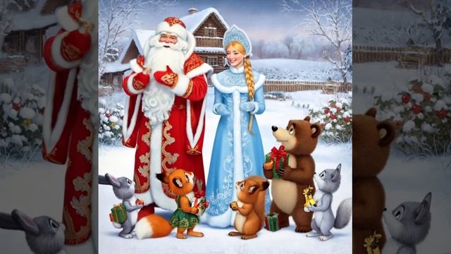 Футаж. Новый год. Дед Мороз и Снегурочка. смотреть онлайн