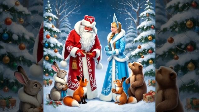 Футаж. Новый год. Дед Мороз и Снегурочка. смотреть онлайн