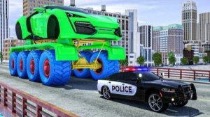 Гигантский Монстр-трак против полицейских машин | Мультфильм о полицейском грузовике