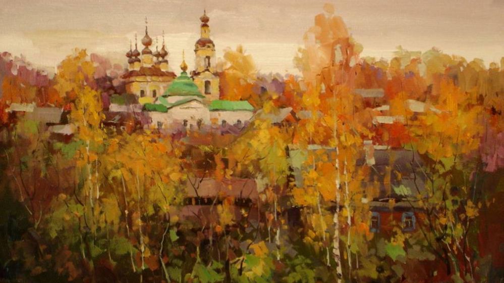 "Золото осенней тишины..." Осенние мотивы картин Романа Биляева. смотреть онлайн