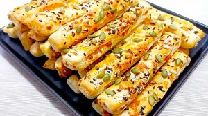 Без масла и жарки! Вкусная закуска БЫСТРО! Попробуйте этот рецепт из слоеного теста!