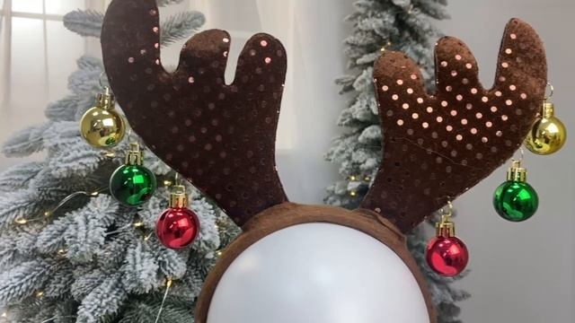 Карнавальный ободок ОЛЕНЬИ РОЖКИ С БУБЕНЧИКАМИ, коричневый, 38 см, AAF512030-2