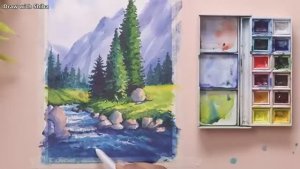 Мастер-класс по рисованию акварелью горного ручья