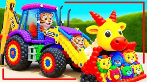 Мультики для детей. Яркие шарики становятся разными яркими машинками. Мультики для малышей