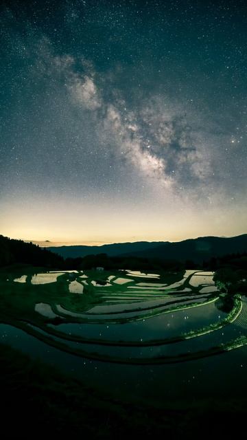 Звёздное небо над рисовыми терраса Ямады | Ночная магия смотреть онлайн