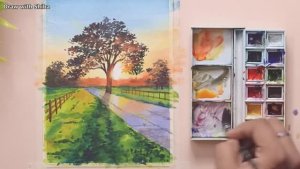 Мастер-класс по рисованию акварелью игру теней от листвы и отражения на дороге