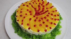 Новогодний салат с курицей и апельсином 🍊