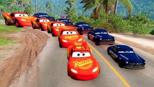 Машинки МАКВИН прыгают с рампы и падают в обрыв — мультик анимация для детей