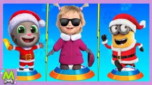 Маша и Медведь против Санта-Клаусов.Говорящий Том и Миньоны против Маши в Гонках на Скорость