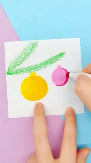 Легкий способ нарисовать открытку к новому году