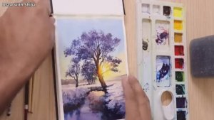 Мастер-класс по рисованию акварелью для начинающих зимний пейзаж