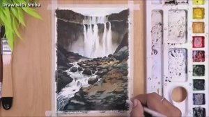 Мастер-класс по рисованию акварелью пейзажа с водопадом
