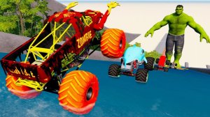 МУЛЬТИКИ ПРО МАШИНКИ Эпические прыжки и столкновения на скоростном монстр-траке Beamng Drive #44