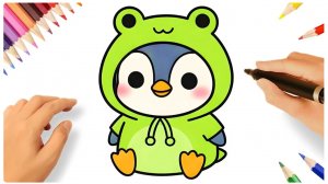 КАК НАРИСОВАТЬ ПРОСТОГО МИЛОГО ПИНГВИНА ШАГ ЗА ШАГОМ 🐧