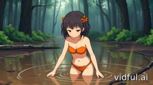 Купание девочки в болоте