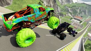 МУЛЬТИКИ ПРО МАШИНКИ Эпические прыжки и столкновения на скоростном монстр-траке Beamng Drive #40