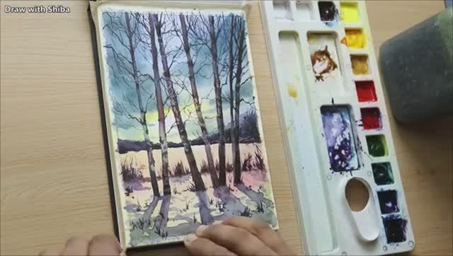 Мастер-класс по рисованию акварелью берёзового леса в лучах заката смотреть онлайн