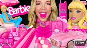 ASMR Десерты Барби Мукбанг, Розовый Корветт, Съедобная бабочка, Лимонные желейные шоты