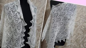 Шарф-палантин  "Нежность" спицами с цельновязаной каймой🧶 Часть 1🧶