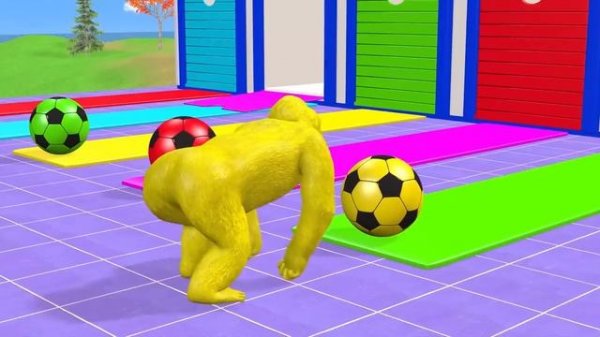 Long Slide Game With Cow Elephant Gorilla Hippopotamus Tiger - 3d Animal Game -