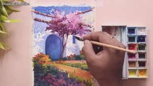 Мастер-класс по рисованию акварелью цветущего дерева