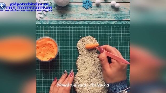 Объемная зимняя поделка - Снеговик смотреть онлайн