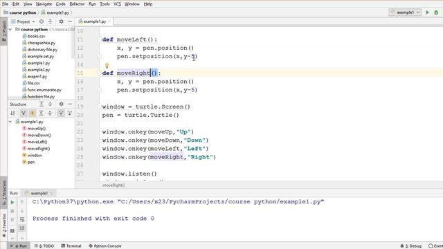 Обработка событий нажатия на клавиатуру turtle | Программирование на Python смотреть онлайн