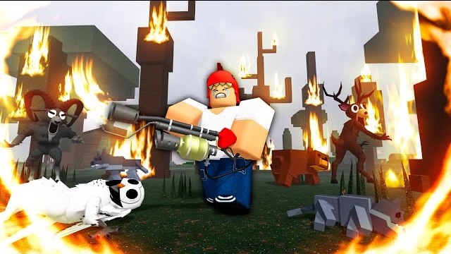 Не давайте ребёнку огнемёт в игре «99 ночей в лесу» Анимация Роблокс смотреть онлайн